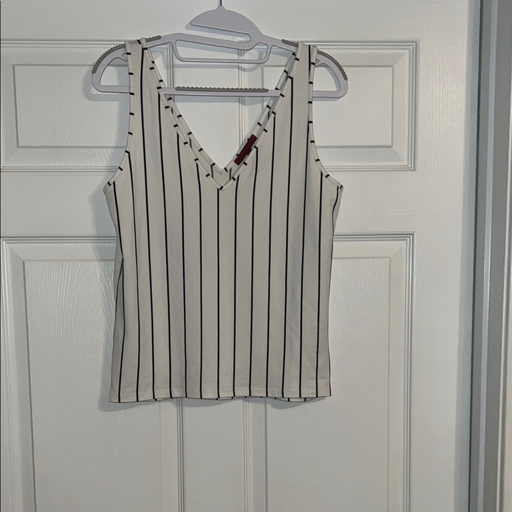 Striped V-Neck Sleeveless Top